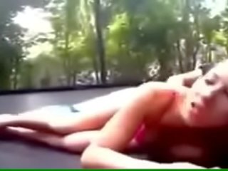 Fascinating young lover Fucks on a Trampoline